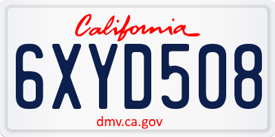 CA license plate 6XYD508