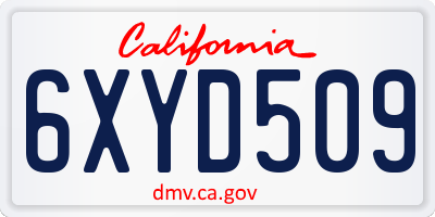 CA license plate 6XYD509