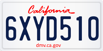 CA license plate 6XYD510