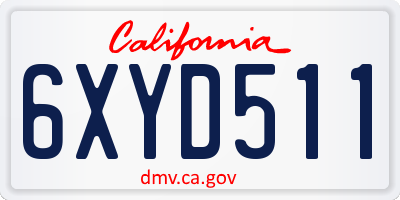 CA license plate 6XYD511