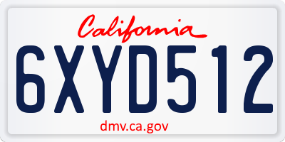 CA license plate 6XYD512