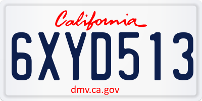CA license plate 6XYD513