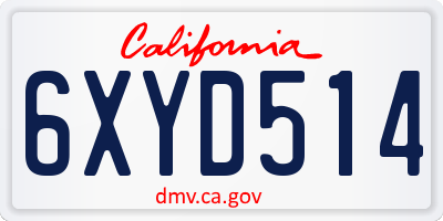 CA license plate 6XYD514