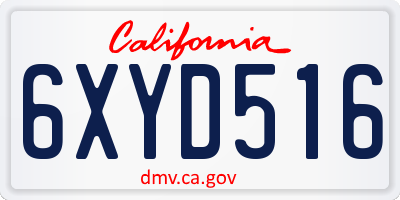 CA license plate 6XYD516