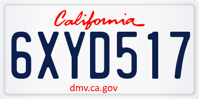 CA license plate 6XYD517
