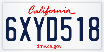 CA license plate 6XYD518