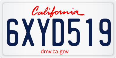 CA license plate 6XYD519