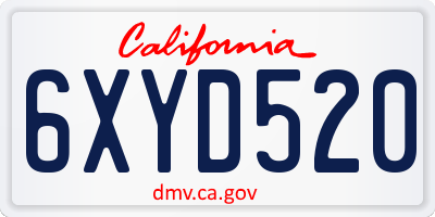 CA license plate 6XYD520