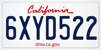 CA license plate 6XYD522