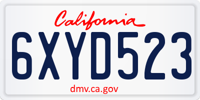 CA license plate 6XYD523