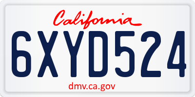 CA license plate 6XYD524