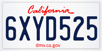 CA license plate 6XYD525