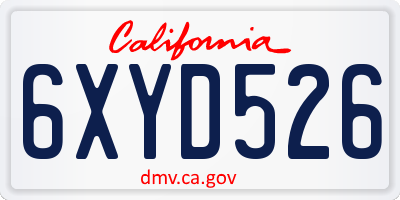 CA license plate 6XYD526