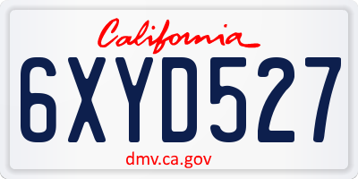 CA license plate 6XYD527
