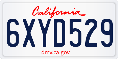CA license plate 6XYD529