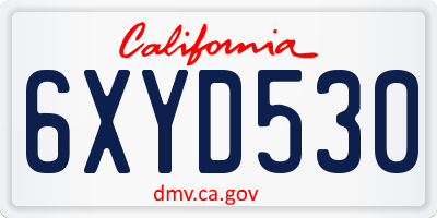 CA license plate 6XYD530
