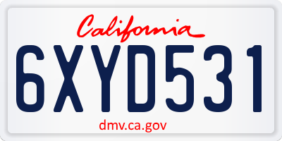 CA license plate 6XYD531