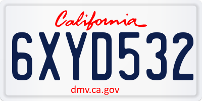 CA license plate 6XYD532