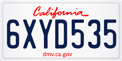 CA license plate 6XYD535
