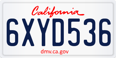 CA license plate 6XYD536