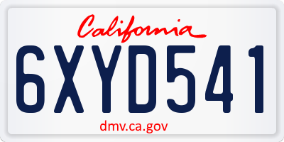 CA license plate 6XYD541