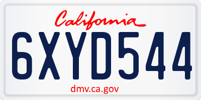 CA license plate 6XYD544
