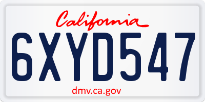 CA license plate 6XYD547