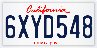 CA license plate 6XYD548
