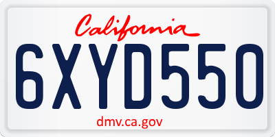 CA license plate 6XYD550