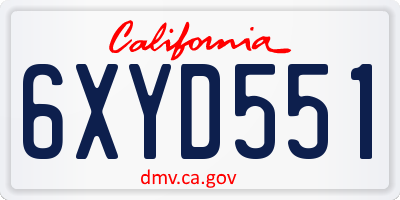 CA license plate 6XYD551