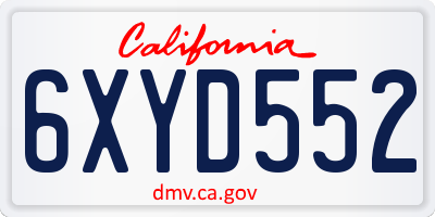 CA license plate 6XYD552