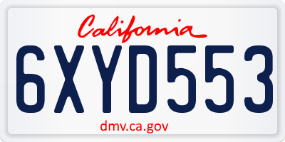CA license plate 6XYD553