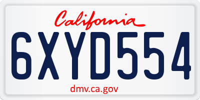 CA license plate 6XYD554