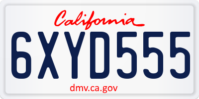 CA license plate 6XYD555