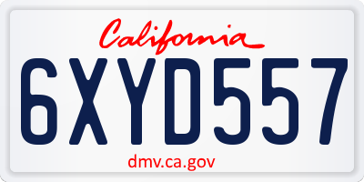 CA license plate 6XYD557