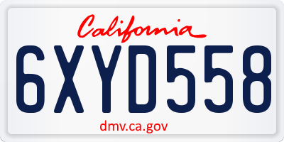 CA license plate 6XYD558