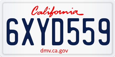 CA license plate 6XYD559