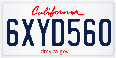 CA license plate 6XYD560
