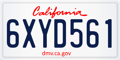 CA license plate 6XYD561