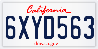 CA license plate 6XYD563