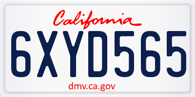 CA license plate 6XYD565