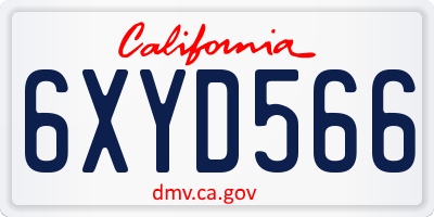 CA license plate 6XYD566