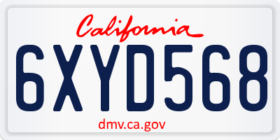CA license plate 6XYD568
