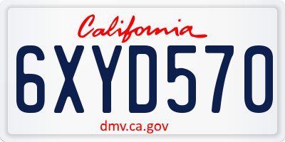 CA license plate 6XYD570