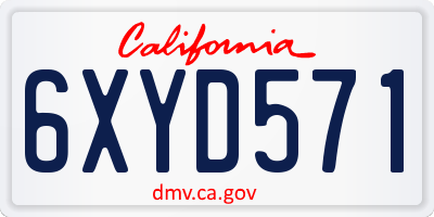 CA license plate 6XYD571