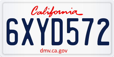 CA license plate 6XYD572
