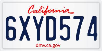CA license plate 6XYD574