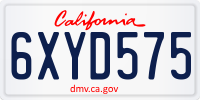 CA license plate 6XYD575