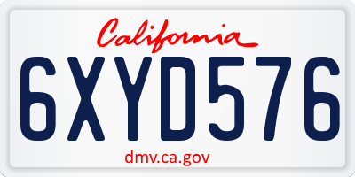 CA license plate 6XYD576