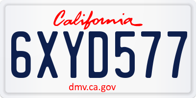 CA license plate 6XYD577